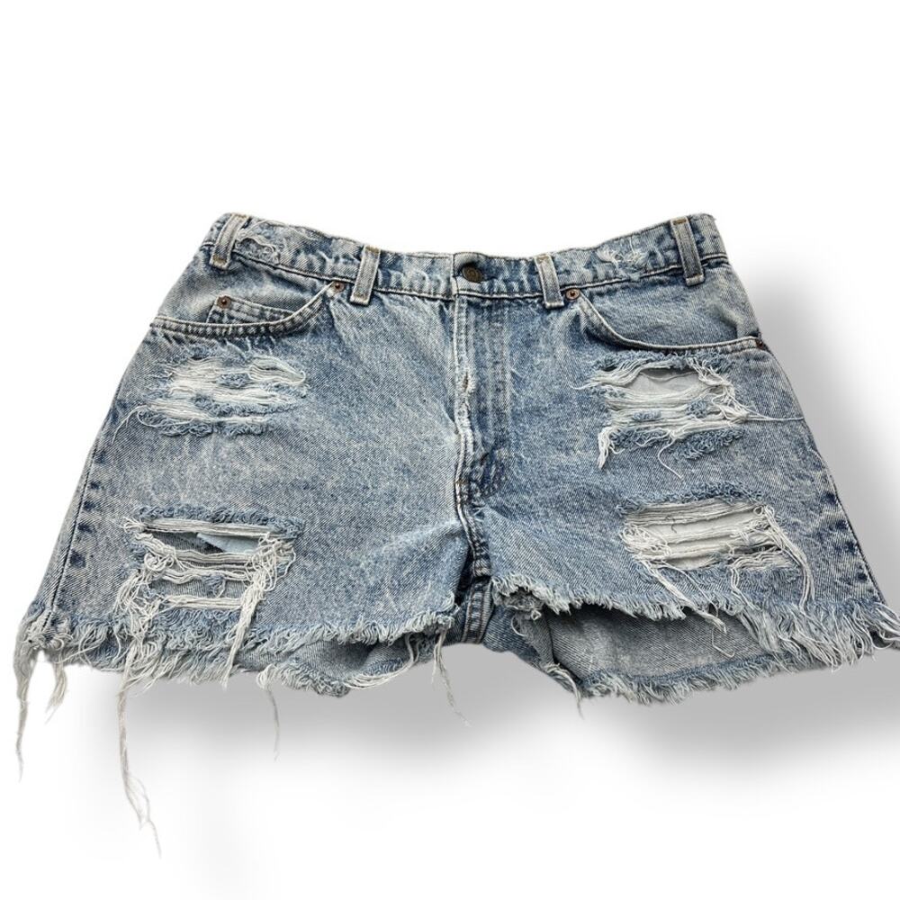 Vintage Levi's 505 Distressed Shorts Women's 10/30 Orange Tab Made in‎ USA